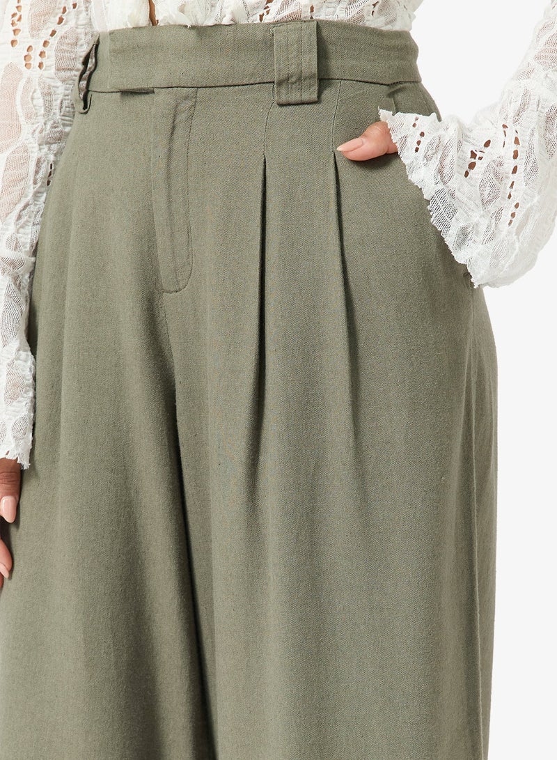 ONLY ONLSVEA-GOA Mid Waist Wide Linen Pants - Image 4