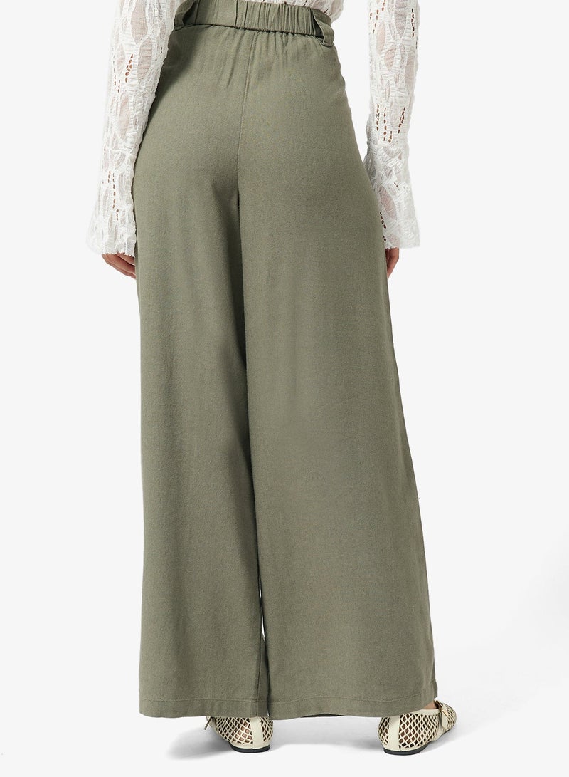 ONLY ONLSVEA-GOA Mid Waist Wide Linen Pants - Image 3
