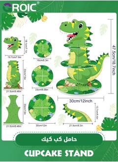 GROIC 3D Dinosaur Cupcake Stand for Dinosaur Party Supplies, Cupcake Holder for Dinosaur Theme Birthday Party Decorations Jurassic Party Favors,Dinosaur Theme Cake Topper  - Image 2