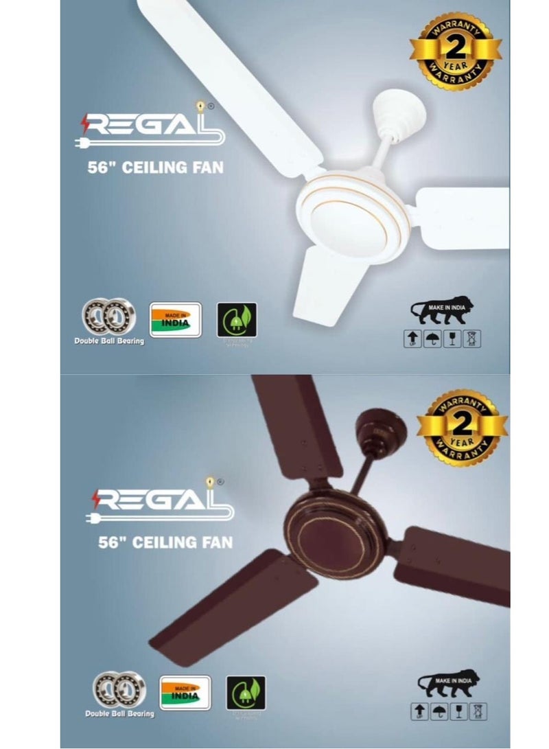 مروحة سقف داخلية بثلاث شفرات مقاس 56 بوصة باللون الأبيض مكونة من 3 قطع