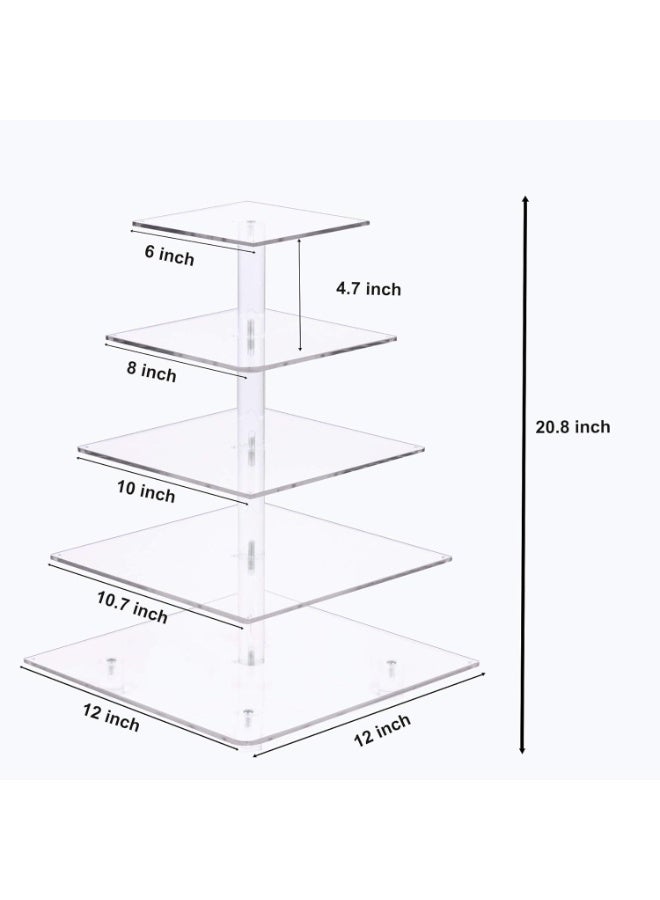 Bukela Cupcake Stand - Premium Cupcake Holder - Acrylic Cupcake Tower Display - Cady Bar Party Décor - 5 Tier Acrylic Display for Pastry + LED Light String - Ideal for Weddings, Birthday Parties - Image 5