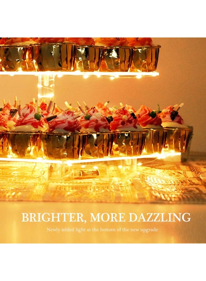 Bukela Cupcake Stand - Premium Cupcake Holder - Acrylic Cupcake Tower Display - Cady Bar Party Décor - 5 Tier Acrylic Display for Pastry + LED Light String - Ideal for Weddings, Birthday Parties - Image 2
