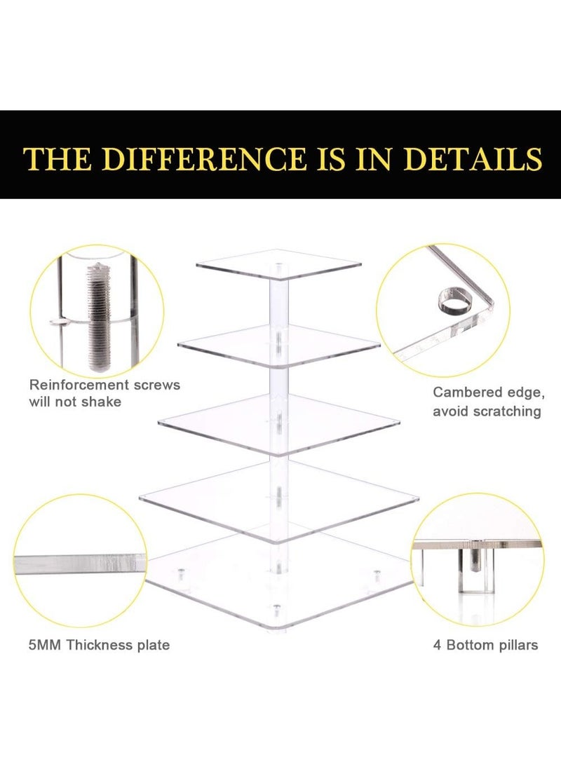 Bukela Cupcake Stand - Premium Cupcake Holder - Acrylic Cupcake Tower Display - Cady Bar Party Décor - 5 Tier Acrylic Display for Pastry + LED Light String - Ideal for Weddings, Birthday Parties - Image 3