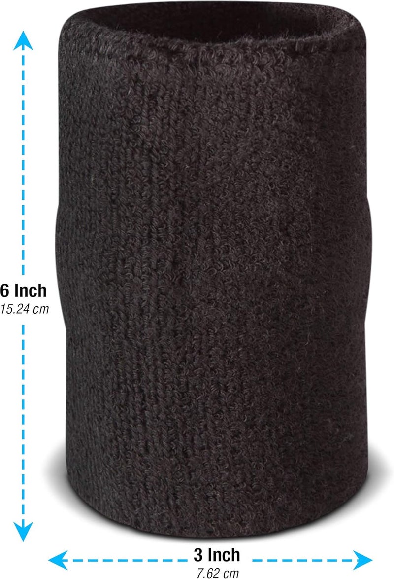 Suddora 6" Doublewide Wrist Bands/Armbands (Pair) - Thick Sweatbands for Basketball, Tennis, Baseball, Gym - Image 3