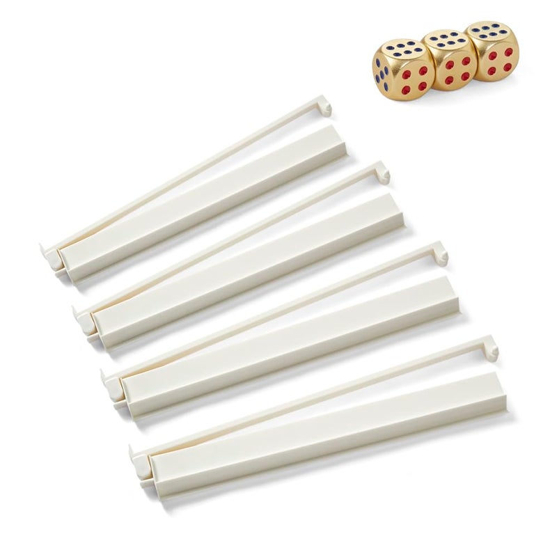 TAIKULA Mahjong Racks with Pushers, Clear Acrylic American Majiang Tile Racks, Enhanced Mah Jongg Tile Holders Set of 4 with 3 Goldern Dics (Beige White) - Image 1