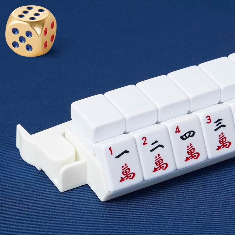 TAIKULA Mahjong Racks with Pushers, Clear Acrylic American Majiang Tile Racks, Enhanced Mah Jongg Tile Holders Set of 4 with 3 Goldern Dics (Beige White) - Image 3