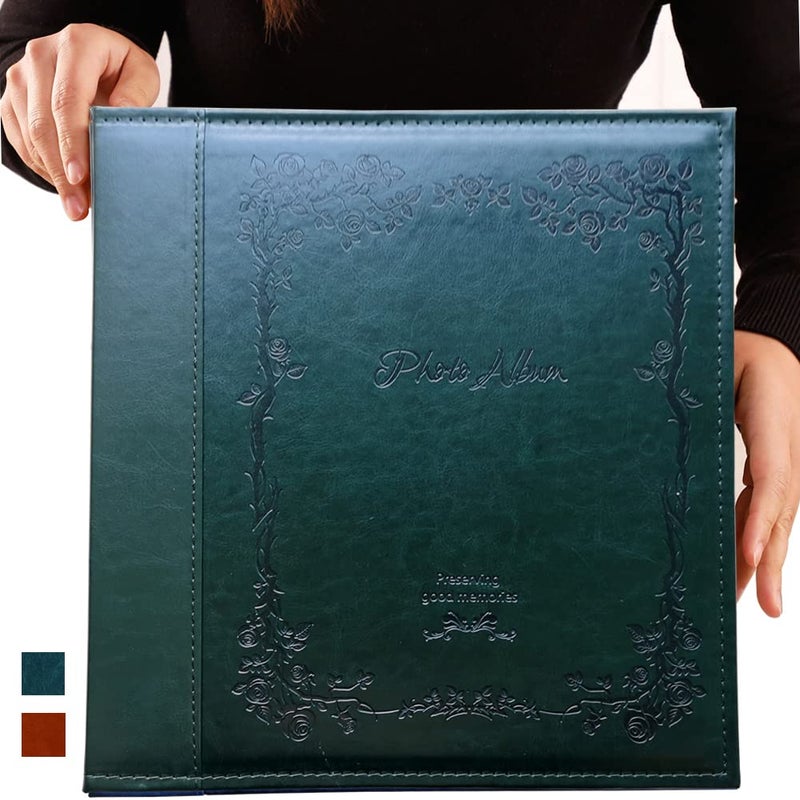 Large Photo Albums 5x7 360 Pockets Holds 360 5x7 Photos with Writing Space Memo Extra Large Capacity Picture Album with Vintage Leather Cover Family Baby Wedding Travel Photo Book DarkGreen