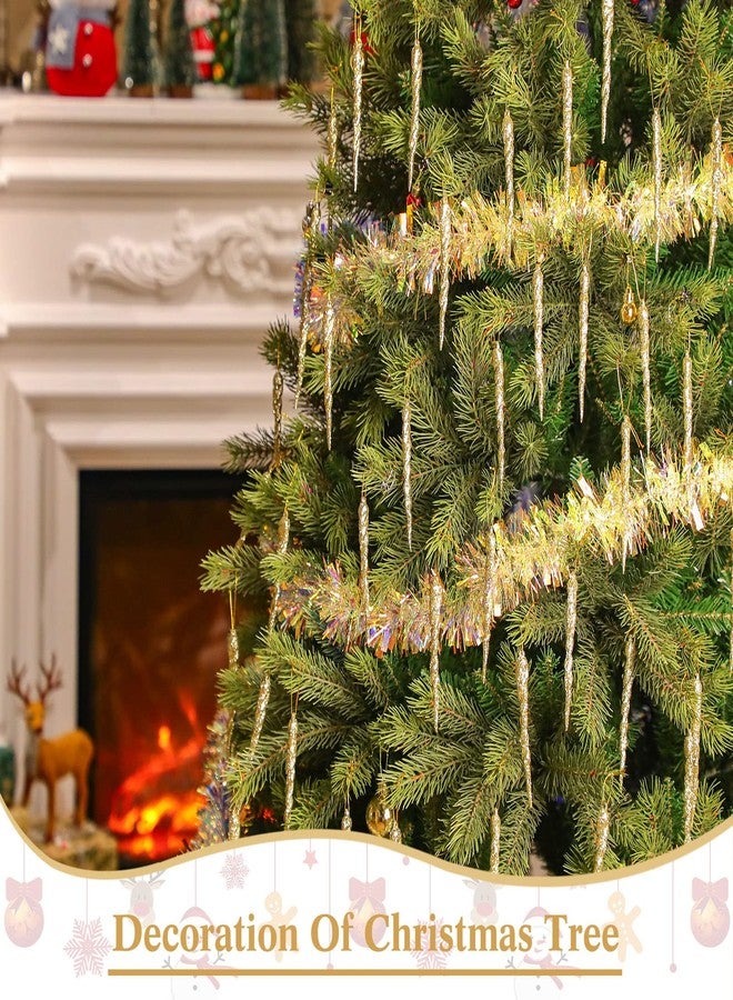 Aoriher 40 Pieces Glitter Icicle Ornaments Twisted Hanging Winter Tree Ornaments Shiny Large Plastic Dropping Crystal Icicles for Christmas Tree Home Door Decors(Gold) - Image 4