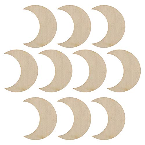 JANOU 20pcs Moon Shaped Wood Cutouts DIY Craft Embellishments Moon Unfinished Wood Ornaments Decoration - Image 3