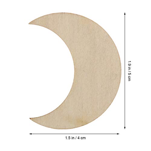 JANOU 20pcs Moon Shaped Wood Cutouts DIY Craft Embellishments Moon Unfinished Wood Ornaments Decoration - Image 2