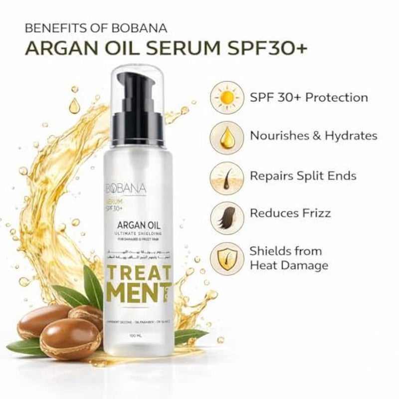 Bobana Hair Serum with Argan Oil SPF30 Protection, 100 ml, with 2 Hair Clips, Multicolor - Image 2
