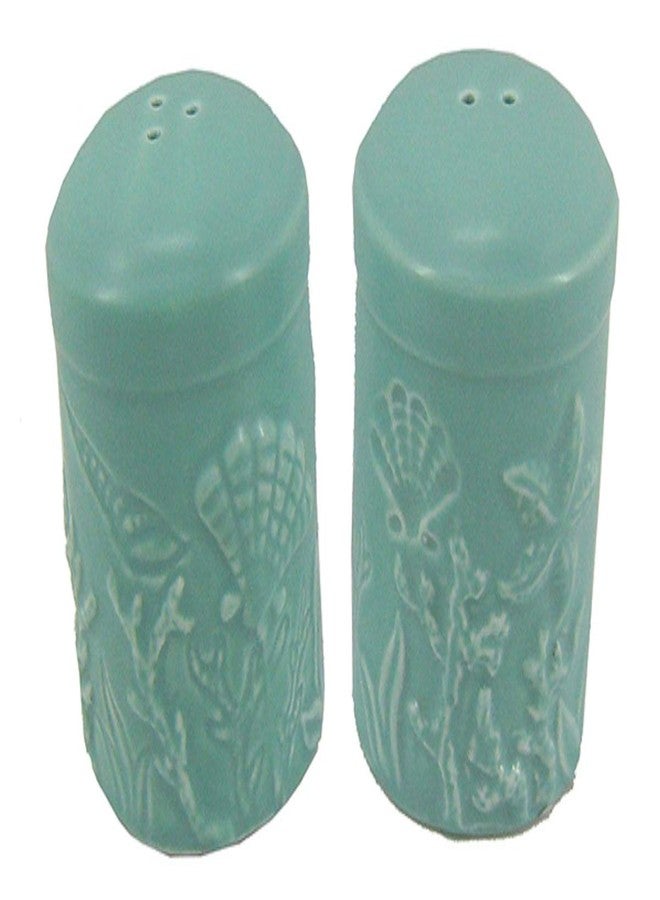 JD Cheseapeake Bay Sea Life Salt and Pepper Shaker Set with Sea Life Texture Imprint on Seafoam Color