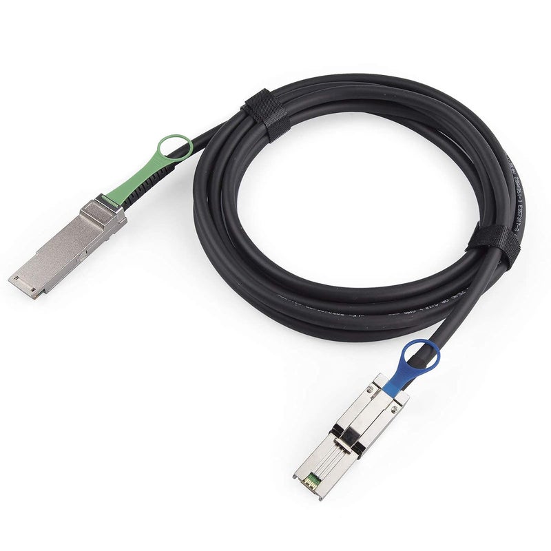 10Gtek QSFP (SFF-8436) to SFF-8088 DDR Hybrid Min SAS Cable, External Copper SAS Cable for NetApp DS4243 DS4246 DS2246, 100-Ohm, 5-m(16.4ft) - Image 1