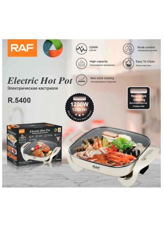 RAF RAF Multi-functional Electric Knob Control 1200W 5L Non-stick coating Electric Hot Pot Cooking  - Image 1
