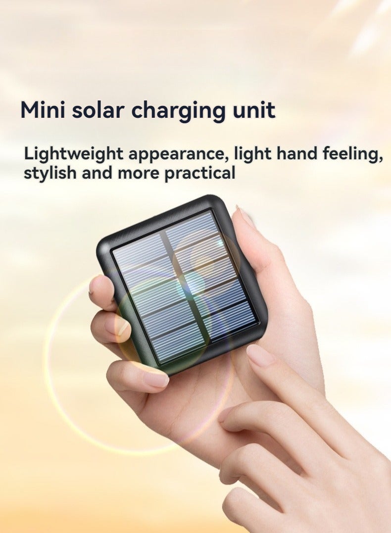 Solar power bank 20000 mAh large capacity mini comes with charging cable for convenient sharing of mobile power supply (black)  - Image 2