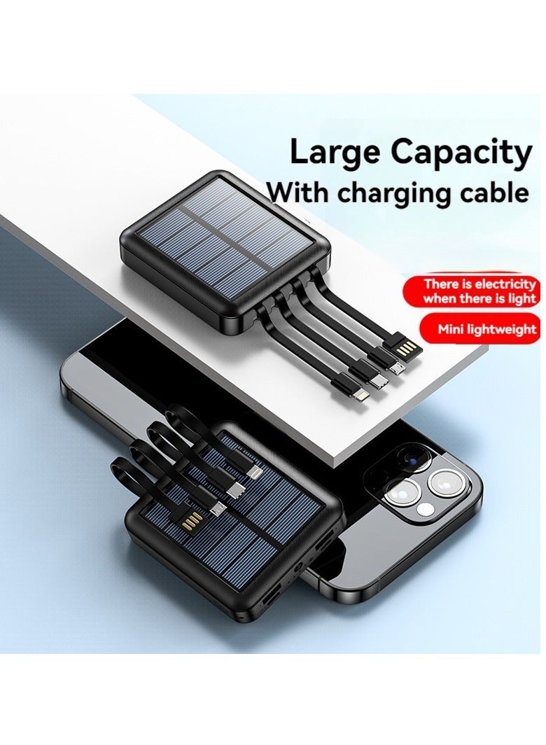 Solar power bank 20000 mAh large capacity mini comes with charging cable for convenient sharing of mobile power supply (black)  - Image 4