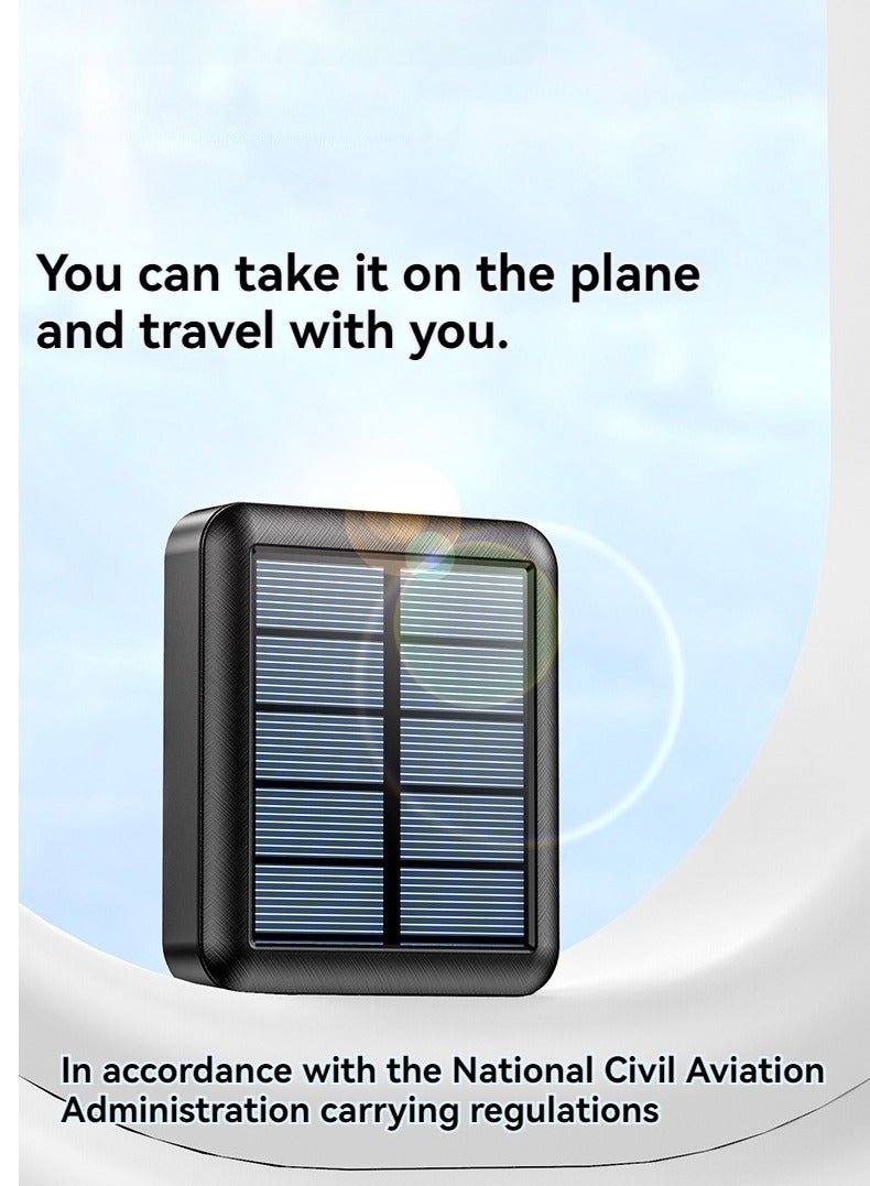 Solar power bank 20000 mAh large capacity mini comes with charging cable for convenient sharing of mobile power supply (black)  - Image 5