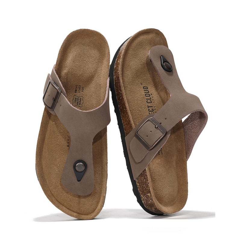 Project Cloud 100% Genuine Leather Thong Sandals Women Footwear - Memory Foam Insole Womens Sandals - Non-Slip Womens Flip Flops - Lightweight Sandals for Women 2026 (Britani, Tan, 10) - Image 1