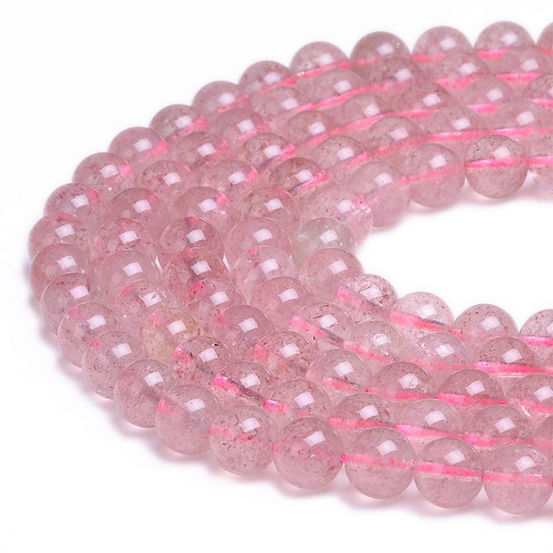 PLTbeads Gorgeous Strawberry Quartz Natural Gemstone Loose Beads 8mm Smooth Round Approxi 15 inch DIY Bracelet Necklace For Jewelry Making