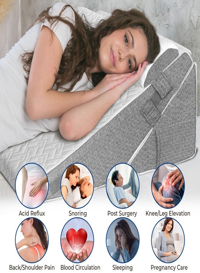 GUWELL Wedge Pillow Headboard for Sleep, 3PCS Adjustable Bed Wedge Pillow for Acid Reflux&Back Pain Relief, Sleeping, Back Pillow for Bed Sitting Up, 12inch/White/Grey - Image 5
