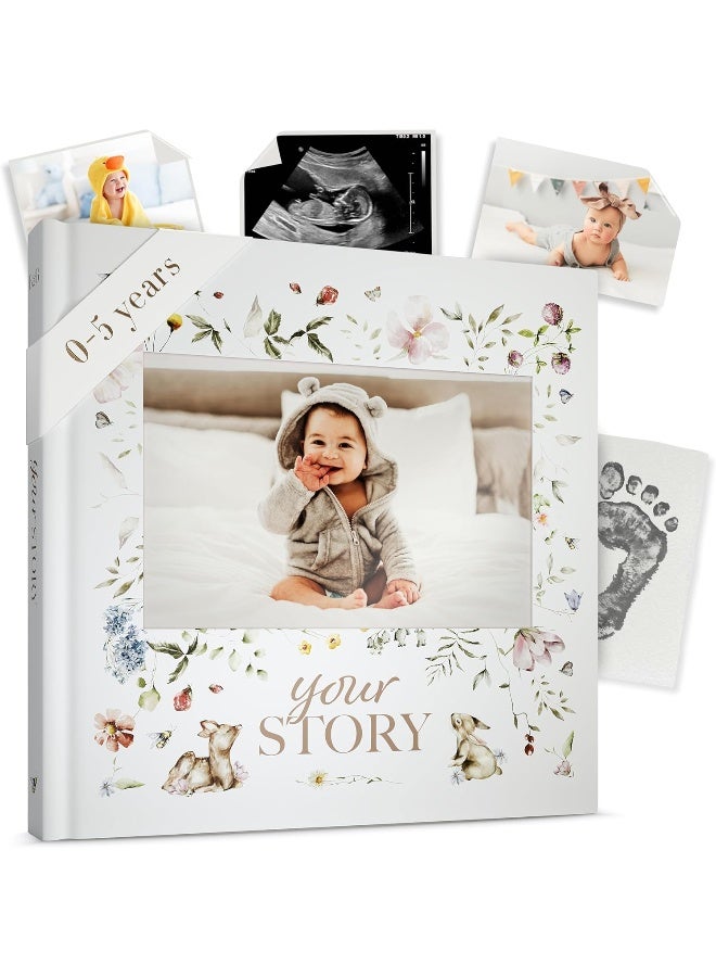 Bibi & Beau Baby Memory Book New Mom Gift - Your Story - Baby Record Book Photo Album - Gift for Newborn Baby Boy Girl, Great For Baby Showers (Forest) - Image 1