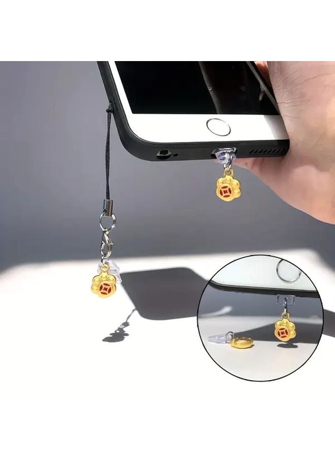 Lucky Cat Paw Phone Dust Plug For iPhone 6 14 Pro Max With Lanyard New Year Gift - Image 2