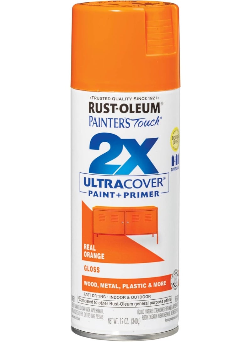 RUST-OLEUM طلاء رذاذ برتقالي حقيقي لامع بلمسة الرسام 2X تغطية فائقة، 340 جرام - Image 1