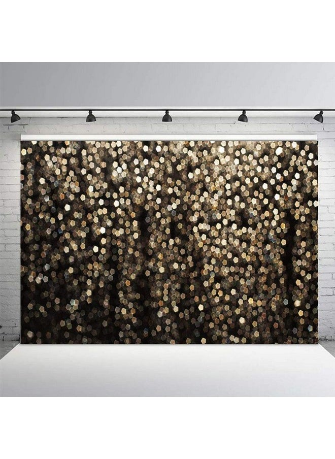 MEHOFOTO - MEHOFOTO Gold and Black Bokeh Spots Prom Homecoming Backdrop for Birthday Party Pictures Photo Booth Shoot Dance Wedding Vintage Abstract Glitter Dot Studio Props Photography Background Banner 7x5ft - Image 1