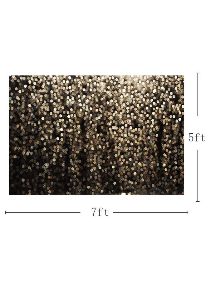 MEHOFOTO - MEHOFOTO Gold and Black Bokeh Spots Prom Homecoming Backdrop for Birthday Party Pictures Photo Booth Shoot Dance Wedding Vintage Abstract Glitter Dot Studio Props Photography Background Banner 7x5ft - Image 1