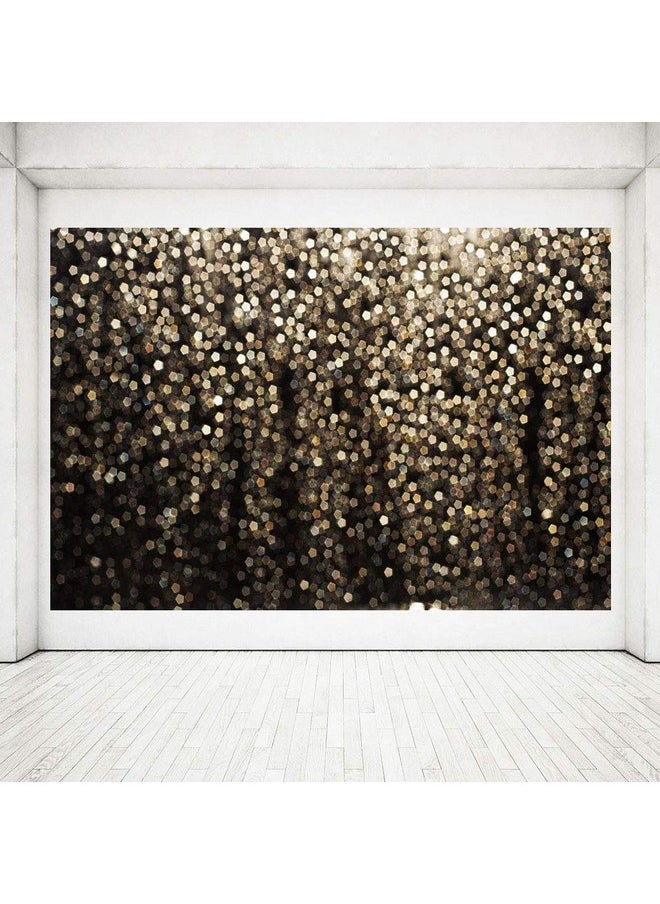 MEHOFOTO - MEHOFOTO Gold and Black Bokeh Spots Prom Homecoming Backdrop for Birthday Party Pictures Photo Booth Shoot Dance Wedding Vintage Abstract Glitter Dot Studio Props Photography Background Banner 7x5ft - Image 1
