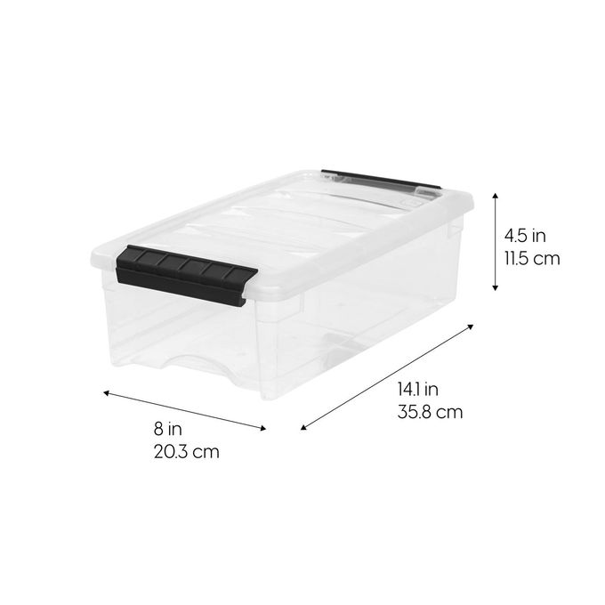 IRIS USA 6 Quart Stackable Plastic Storage Bins with Lids, 10 Pack BPA-Free, Made in USA See-Through Organizing Solution, Latches, Durable Nestable Containers, Secure Pull Handle Clear/Black - Image 5