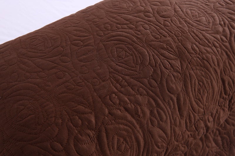 MarCielo 2-Piece Embroidered Pillow Shams, King Decorative Microfiber Pillow Covers Set, King Size (Brown) - Image 4
