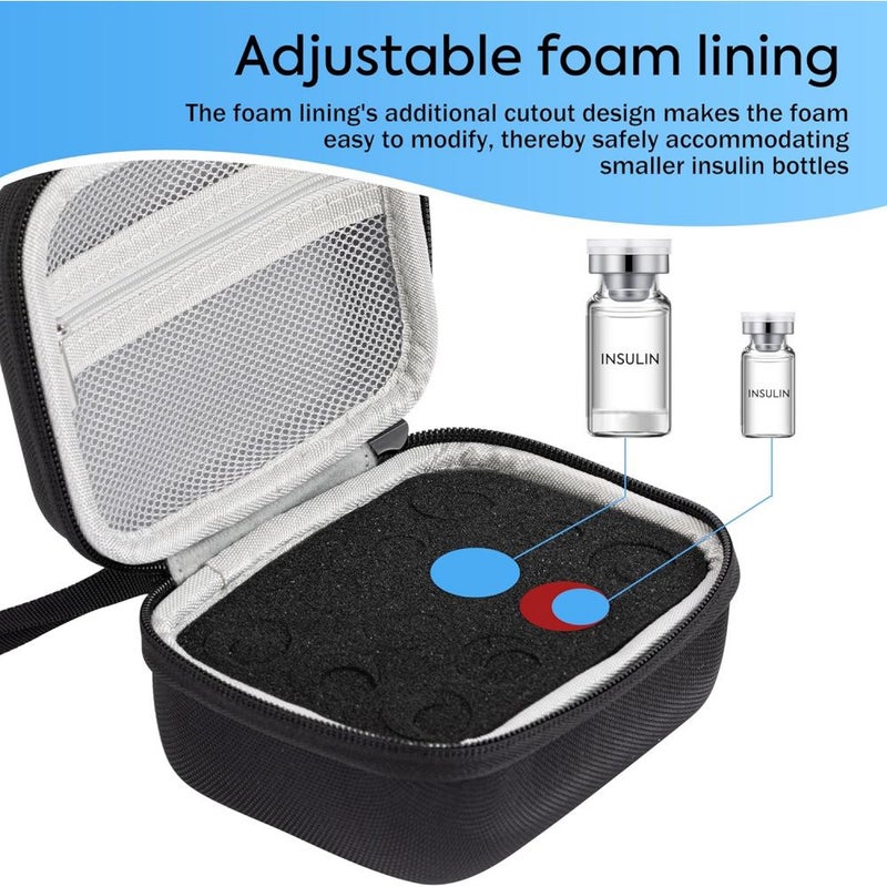 Black 15 Compartment Insulin Vial Protective Case Storage Bag for Diabetics - Image 3