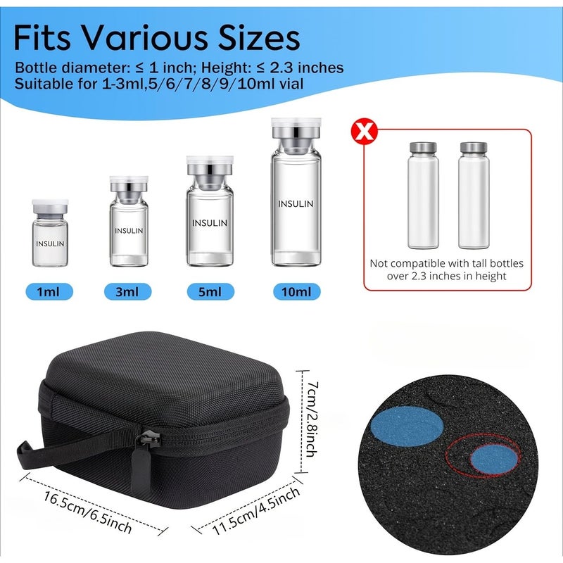 Black 15 Compartment Insulin Vial Protective Case Storage Bag for Diabetics - Image 2
