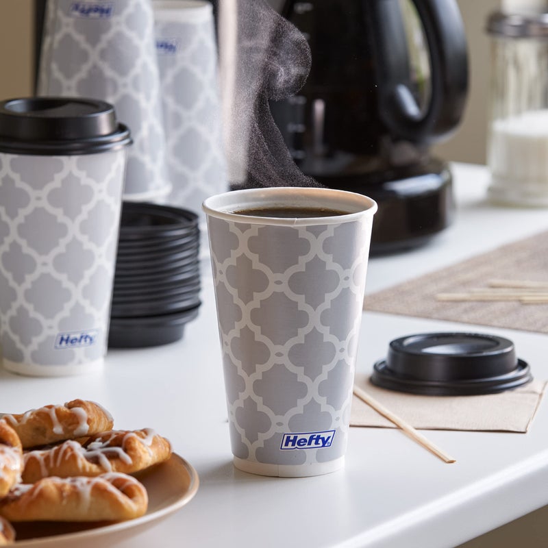 Hefty Paper Disposable Hot Cups with Lids, 16 Ounce, 20 Count - Image 4