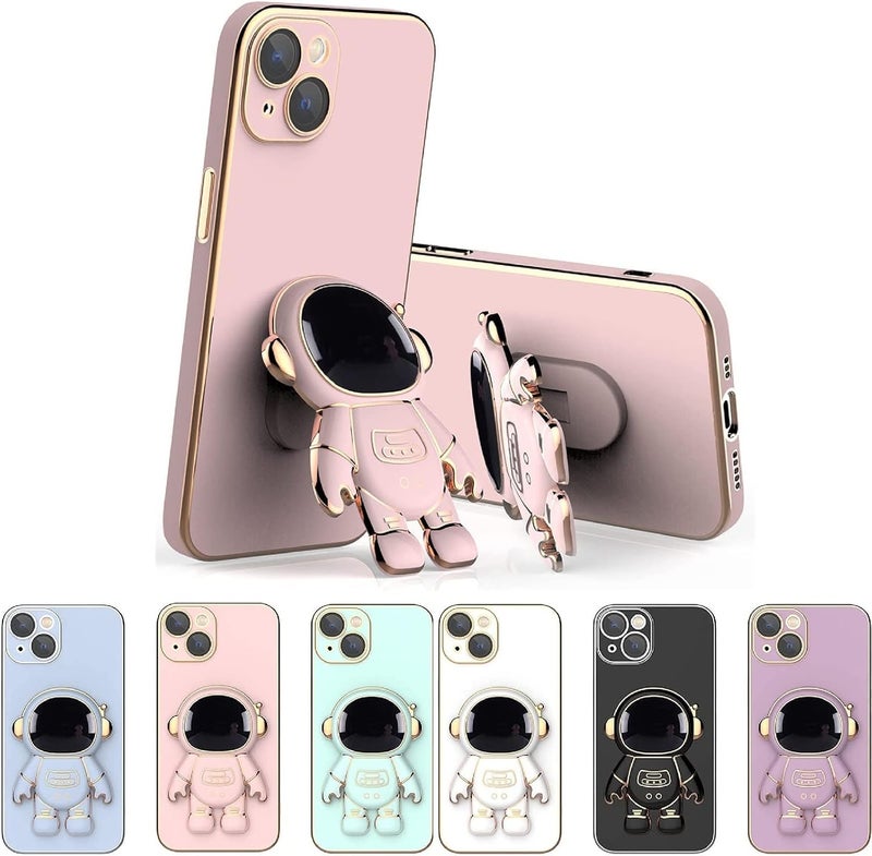 comfrt 6D Plating Astronaut Hidden Stand Case Cover for iPhone, Astronaut Folding Bracket for iPhone Case with Camera Protector, Astronaut Phone Case with Stand, with Stand Lens Film - Image 1