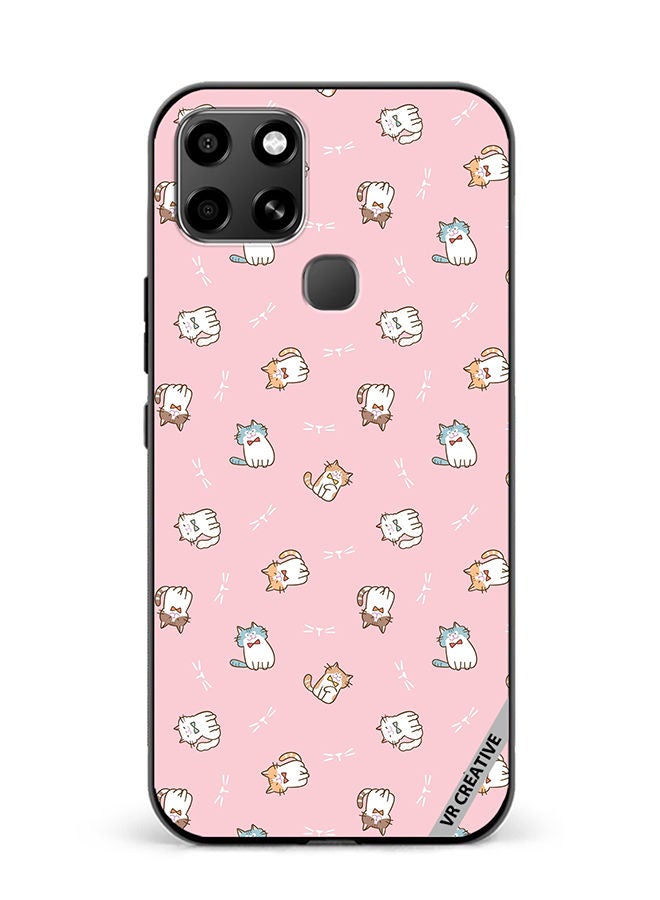 VR CREATIVE Protective Case Cover For Infinix Smart 6 Cartoon Cat Design On Pink Design Multicolour - Image 1