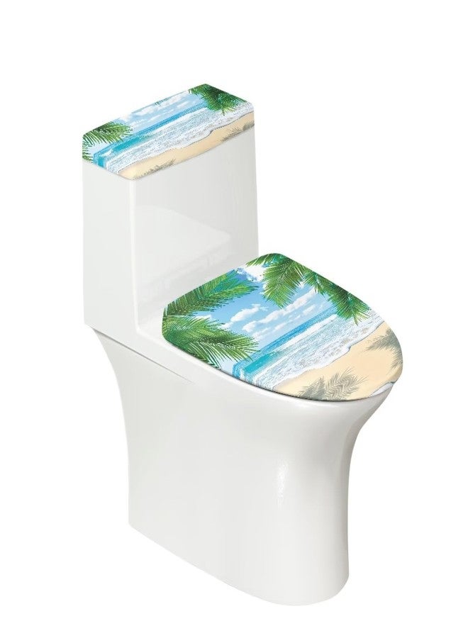 GLENLCWE Hawaii Toilet Lid Tank Dust Cover Set of 2 Reusable Tropical Island Toilet Seat Covers Soft Home Decoration, Dust Proof & Washable - Image 1