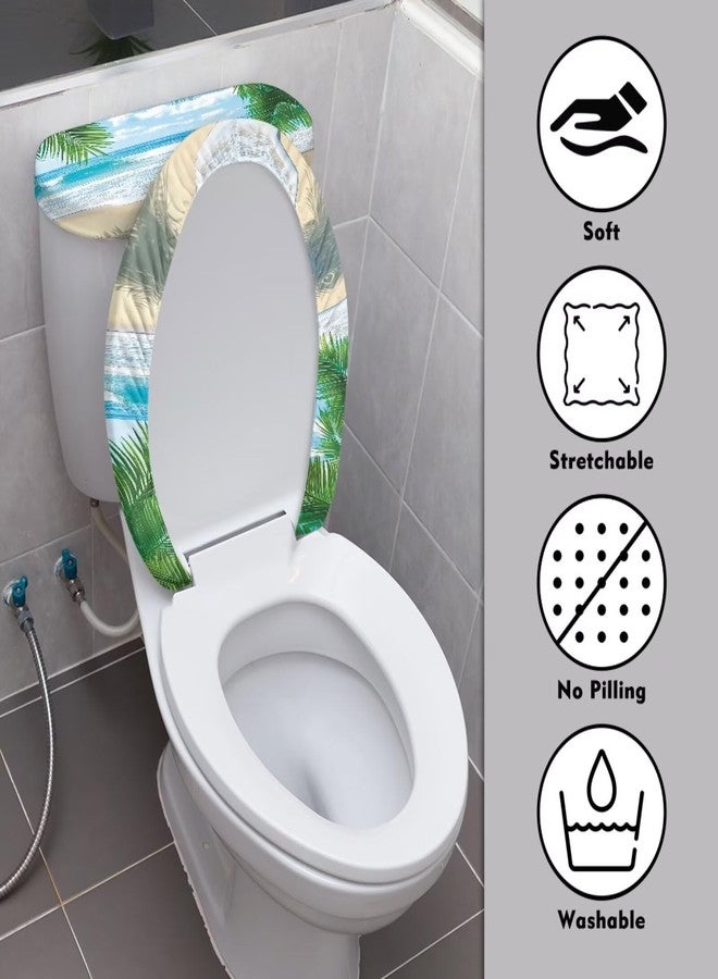 GLENLCWE Hawaii Toilet Lid Tank Dust Cover Set of 2 Reusable Tropical Island Toilet Seat Covers Soft Home Decoration, Dust Proof & Washable - Image 3