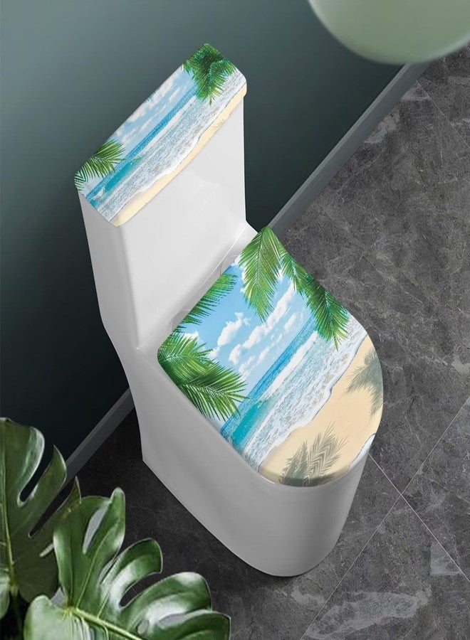 GLENLCWE Hawaii Toilet Lid Tank Dust Cover Set of 2 Reusable Tropical Island Toilet Seat Covers Soft Home Decoration, Dust Proof & Washable - Image 2