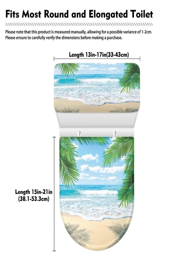 GLENLCWE Hawaii Toilet Lid Tank Dust Cover Set of 2 Reusable Tropical Island Toilet Seat Covers Soft Home Decoration, Dust Proof & Washable - Image 5