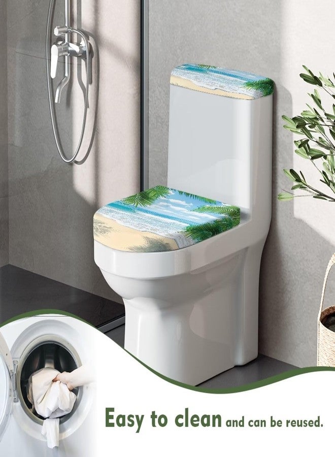 GLENLCWE Hawaii Toilet Lid Tank Dust Cover Set of 2 Reusable Tropical Island Toilet Seat Covers Soft Home Decoration, Dust Proof & Washable - Image 4