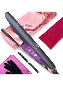 LANDOT LANDOT Hair Straightener and Curler 2 in 1 - Flat Iron Curling Iron in One - Twist Straightening Curling Iron Combo with Silicone Heat Resistant Mat - Valentines Day Gifts for Her  - Image 1