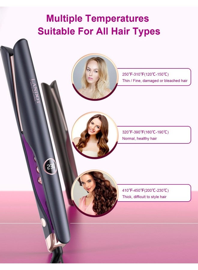 LANDOT LANDOT Hair Straightener and Curler 2 in 1 - Flat Iron Curling Iron in One - Twist Straightening Curling Iron Combo with Silicone Heat Resistant Mat - Valentines Day Gifts for Her - Image 5