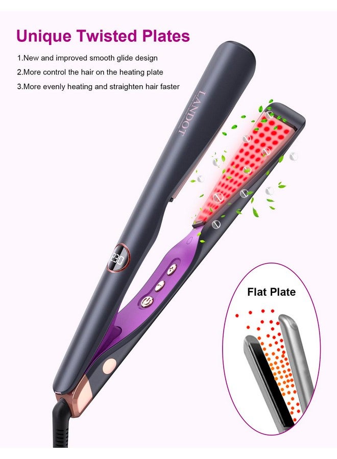 LANDOT LANDOT Hair Straightener and Curler 2 in 1 - Flat Iron Curling Iron in One - Twist Straightening Curling Iron Combo with Silicone Heat Resistant Mat - Valentines Day Gifts for Her - Image 4