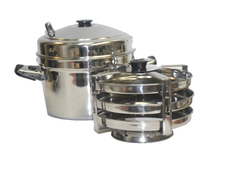 T TABAKH Tabakh DC203 3Plate Stainless Steel Dhokla Stand with Cooker Small Silver