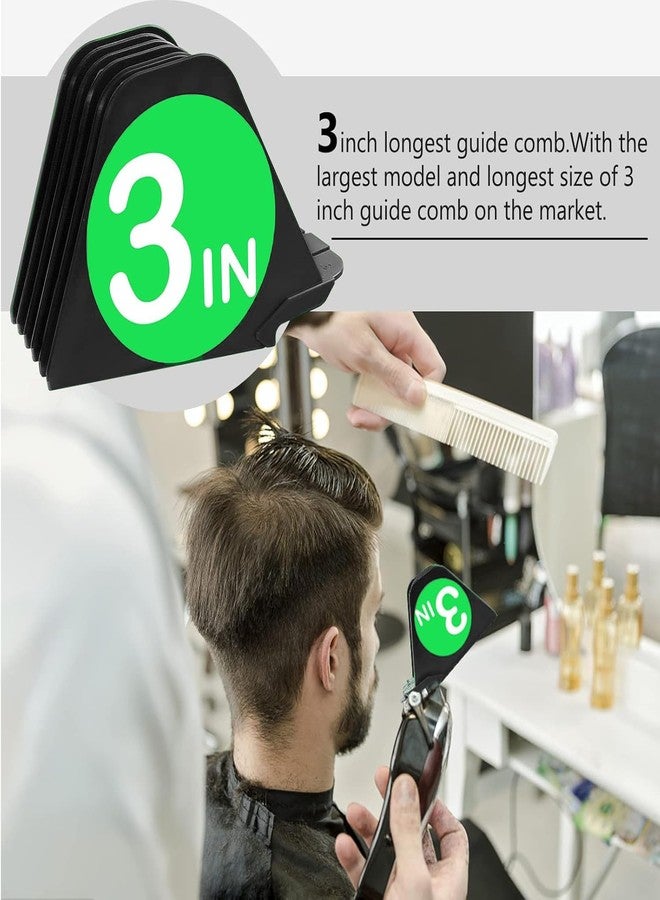 CR8GR8 3 Inch Hair Clipper Combs Guides, Hair Clipper Guards 1 & 1/4" 1 & 1/2" 2", Mega NO.16 NO.12 NO.10 fits for most Wahl Clippers (Black, 8pcs Mega Set) - Image 4