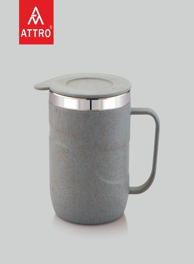 ATTRO Brew Mug – Stainless Steel Inner with eco Friendly Outer Body Durable & Stylish, Microwave Safe Coffee/Tea Mug with Handle & Lid, Ideal for Home, Office, Travel & Gifting – 300ml – Pastel Grey - Image 2