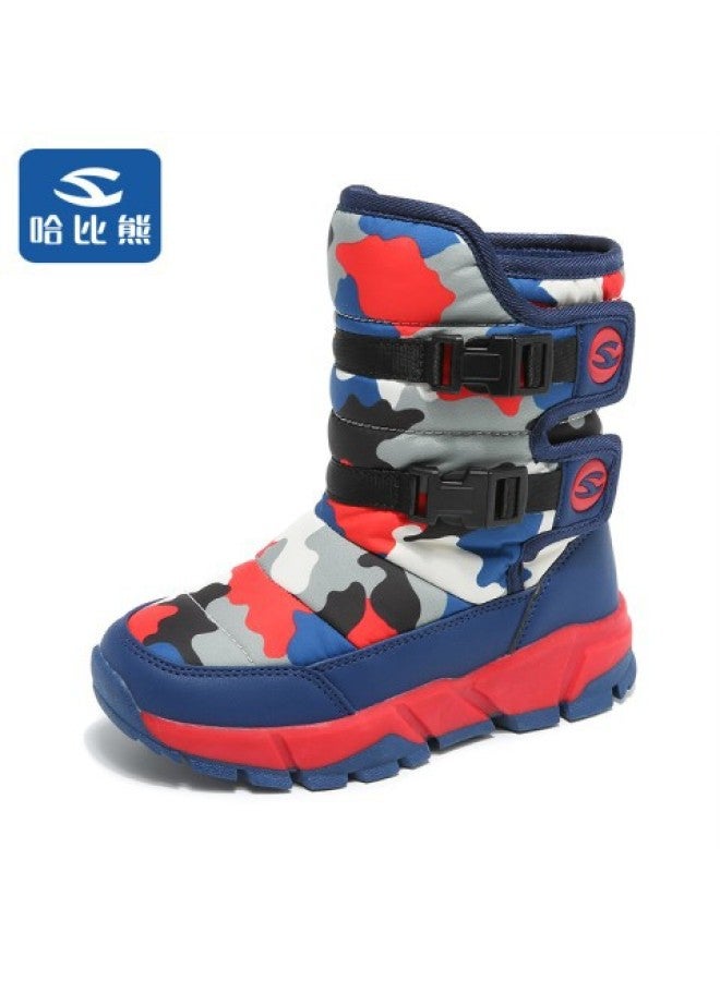 Creative Winter Children's Snow Boots Girls' Fleece-lined Waterproof Boys' Shoes Warm Camouflage Cotton-padded Shoes Medium And Large Children's Short Boots