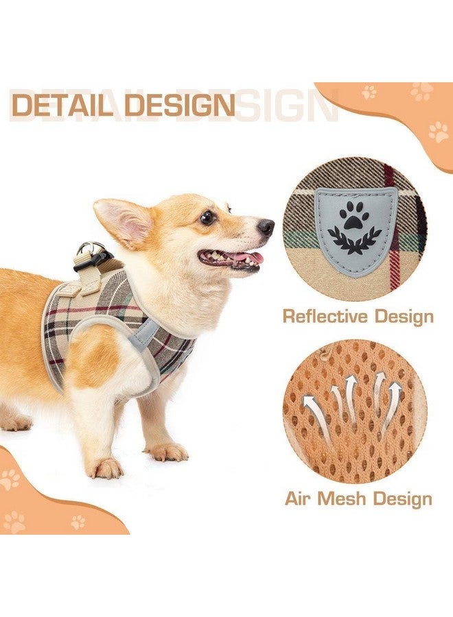 كولتيل طقم حزام ومقود للكلاب من KOOLTAIL مناسب للكلاب المتوسطة والكبيرة، حزام شبكي ناعم للكلاب مريح ومبطن، سترة للحيوانات الأليفة، عاكس قابل للتعديل، سهل المشي، لتدريب الجراء والقطط، لون بيج منقوش، مقاس كبير - Image 4